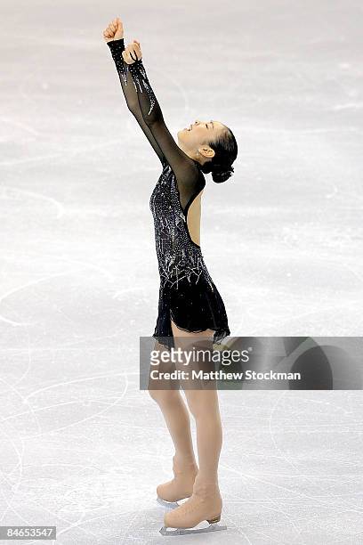 Yu-Na Kim of South Korea finishes her routine in the Short Program during the ISU Four Continents Figure Skating Championships at Pacific Coliseum on...
