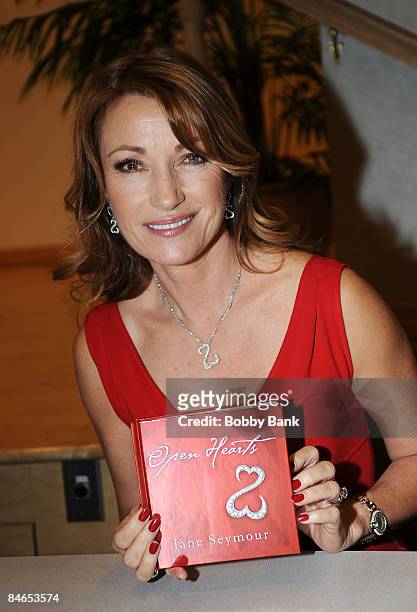 Jane Seymour signs her new book "Open Heart" at the Ridgewood Public Library on February 4, 2009 in Ridgewood, New Jersey.