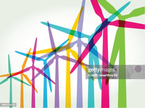 wind power - wind turbine stock illustrations