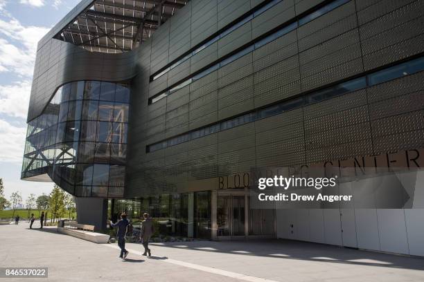 View of the main academic building, the Bloomberg Center, on the new campus of Cornell Tech on Roosevelt Island, September 13, 2017 in New York City....