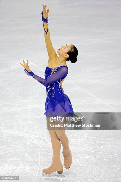 Mao Asada of Japan skates in the Short Program during the ISU Four Continents Figure Skating Championships at Pacific Coliseum on February 4, 2009 in...