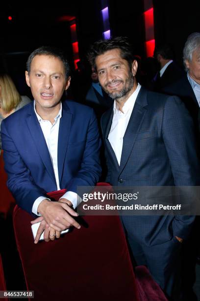 Marc-Olivier Fogiel and Bixente Lizarazu attend the RTL - RTL2 - Fun Radio Press Conference to announce their TV Schedule for 2017/2018 at Elysee...