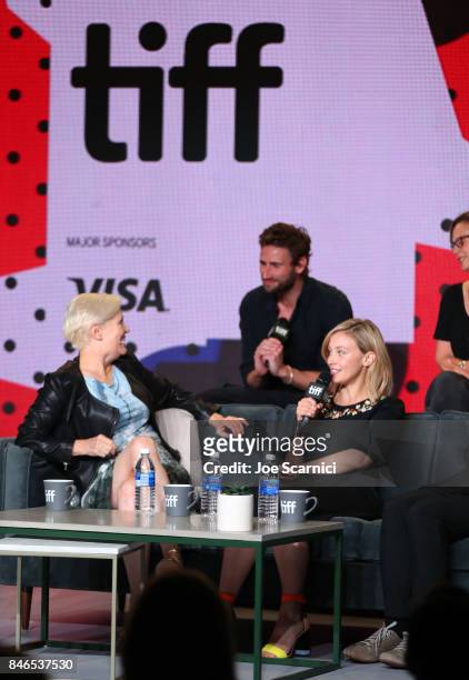 Actor Edward Holcroft, director Mary Harron and actress Sarah Gadon attend "Alias Grace" Press Conference during the 2017 Toronto International Film...