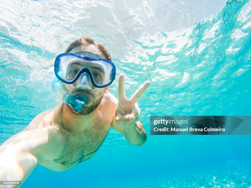 Young man diving