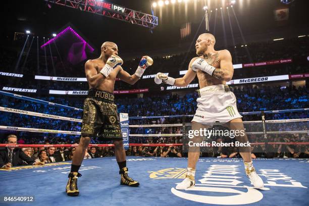 Conor McGregor in action vs Floyd Mayweather Jr. During fight at T-Mobile Arena. Las Vegas, NV 8/26/2017 CREDIT: Robert Beck