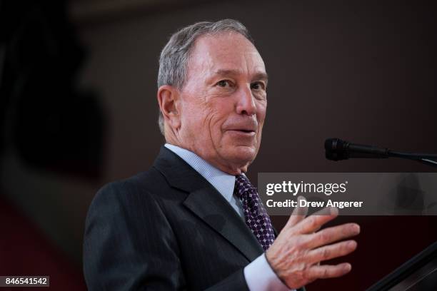 Former New York City Mayor Michael Bloomberg delivers remarks during a dedication ceremony to mark the opening of the new campus of Cornell Tech on...