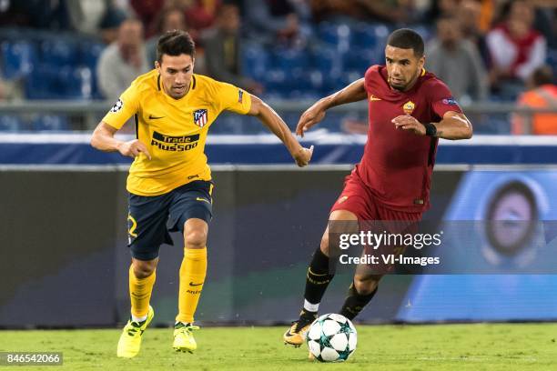 Nicolas Gaitan of Club Atletico de Madrid, Bruno Peres of AS Roma during the UEFA Champions League group C match match between AS Roma and Atletico...