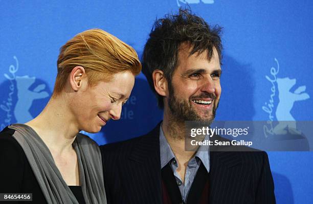 Actress and Jury President Tilda Swinton and Christoph Schlingensief attend the photocall for the International Jury as part of the 59th Berlin Film...