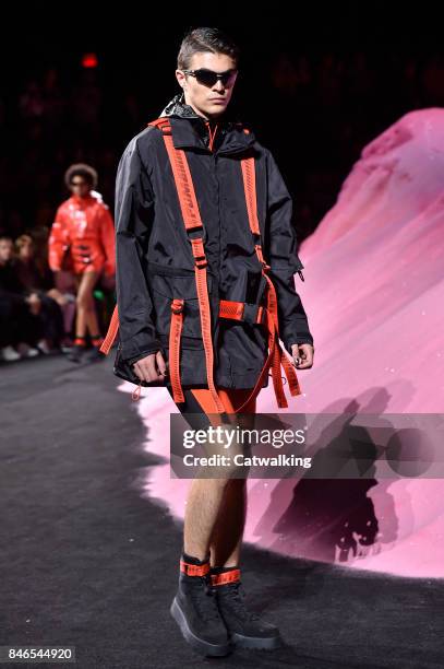 Model walks the runway at the Fenty Puma by Rihanna Spring Summer 2018 fashion show during New York Fashion Week on September 10, 2017 in New York,...