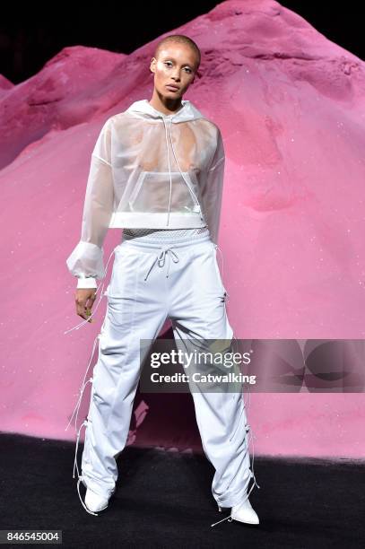 Model walks the runway at the Fenty Puma by Rihanna Spring Summer 2018 fashion show during New York Fashion Week on September 10, 2017 in New York,...