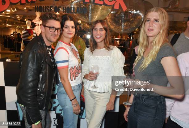 Henry Holland, Pixie Geldof, Alexa Chung and Gillian Orr attend the launch of the House of Holland x Woody Woodpecker London Fashion Week pop up at...