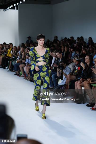 Coco Rocha walks the runway at the Christian Siriano fashion show during New York Fashion Week: The Shows at Pier 59 on September 9, 2017 in New York...