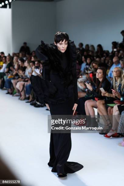 Coco Rocha walks the runway at the Christian Siriano fashion show during New York Fashion Week: The Shows at Pier 59 on September 9, 2017 in New York...