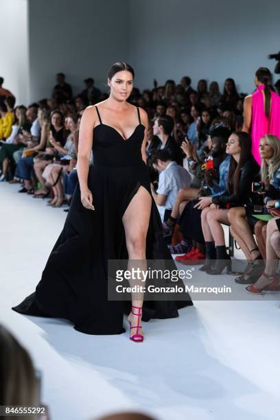 Candice Huffine walks the runway at the Christian Siriano fashion show during New York Fashion Week: The Shows at Pier 59 on September 9, 2017 in New...