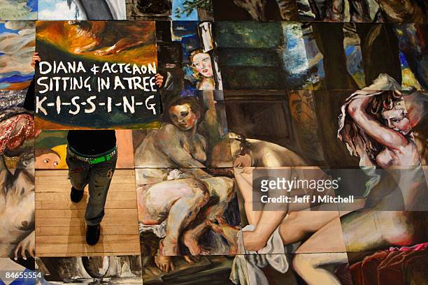 Edinburgh art college student Svetlana Konda Kova, stands beside a large-scale reproduction of Titian�s masterpiece Diana and Actaeon on February 5,...