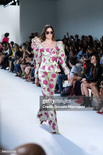 Model walks the runway at the Christian Siriano fashion show during New York Fashion Week: The Shows at Pier 59 on September 9, 2017 in New York City.