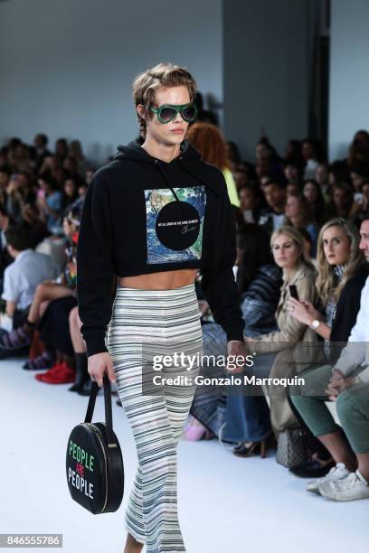 Model walks the runway at the Christian Siriano fashion show during New York Fashion Week: The Shows at Pier 59 on September 9, 2017 in New York City.