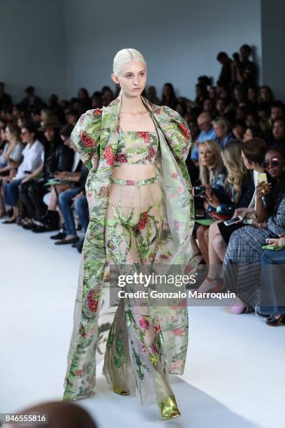 Model walks the runway at the Christian Siriano fashion show during New York Fashion Week: The Shows at Pier 59 on September 9, 2017 in New York City.