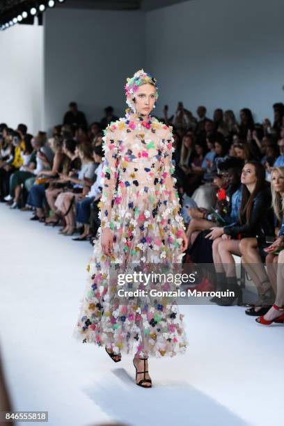 Model walks the runway at the Christian Siriano fashion show during New York Fashion Week: The Shows at Pier 59 on September 9, 2017 in New York City.