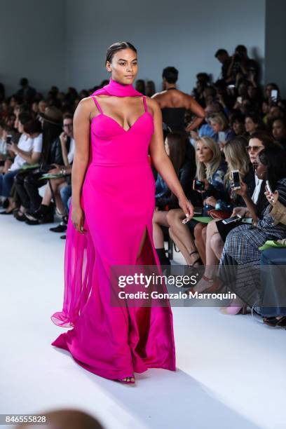 Model walks the runway at the Christian Siriano fashion show during New York Fashion Week: The Shows at Pier 59 on September 9, 2017 in New York City.