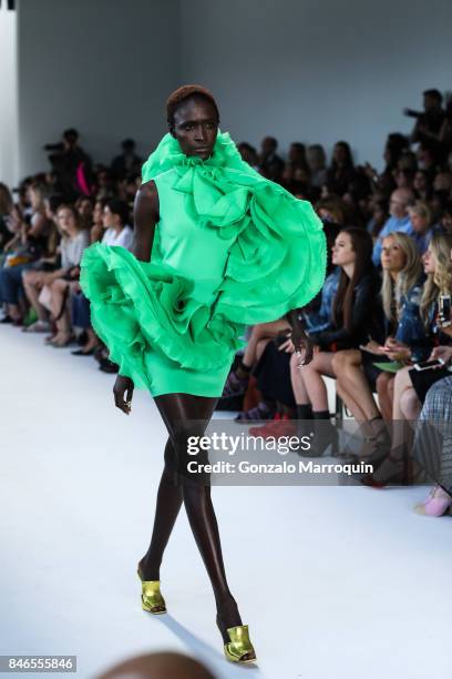 Model walks the runway at the Christian Siriano fashion show during New York Fashion Week: The Shows at Pier 59 on September 9, 2017 in New York City.