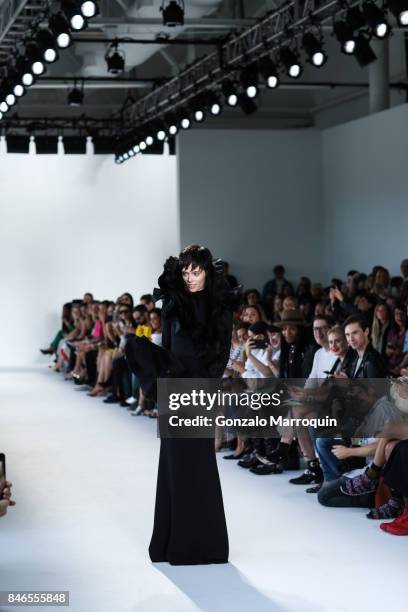 Coco Rocha walks the runway at the Christian Siriano fashion show during New York Fashion Week: The Shows at Pier 59 on September 9, 2017 in New York...