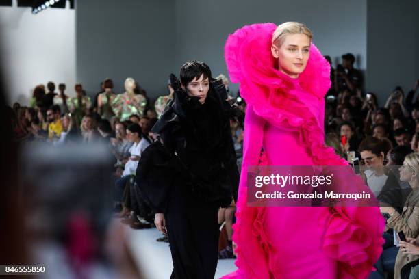 Coco Rocha walks the runway at the Christian Siriano fashion show during New York Fashion Week: The Shows at Pier 59 on September 9, 2017 in New York...