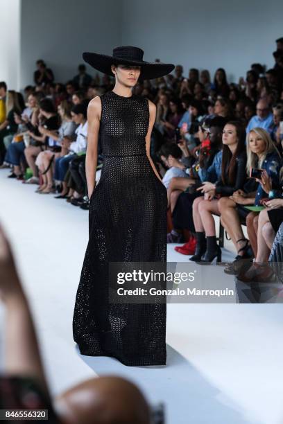 Model walks the runway at the Christian Siriano fashion show during New York Fashion Week: The Shows at Pier 59 on September 9, 2017 in New York City.