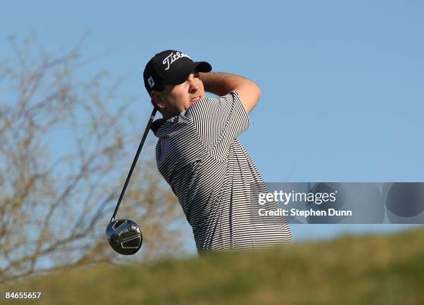 Ben Curtis hits his tee shot on the sixth hole during the second round of the FBR Open on January 30, 2009 at TPC Scottsdale in Scottsdale, Arizona.