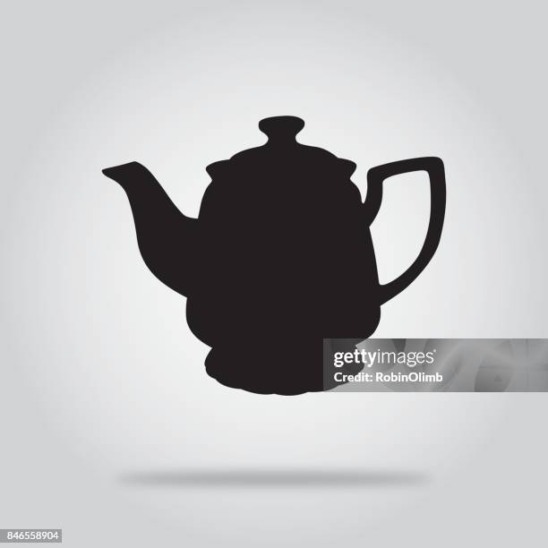 black teapot icon 5 - tea kettle stock illustrations