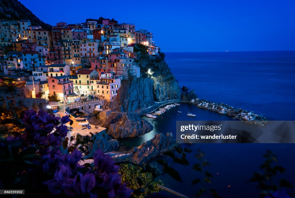 Manarola village in the Cinque Terre at night