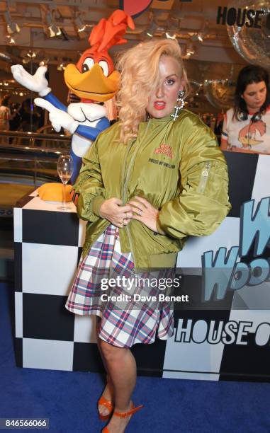 Aimee Phillips attends the launch of the House of Holland x Woody Woodpecker London Fashion Week pop up at Fenwick Of Bond Street on September 13,...