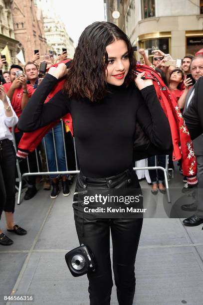 Selena Gomez arrives at the Coach In-Store Event with Selena Gomez at Coach Boutique on September 13, 2017 in New York City.