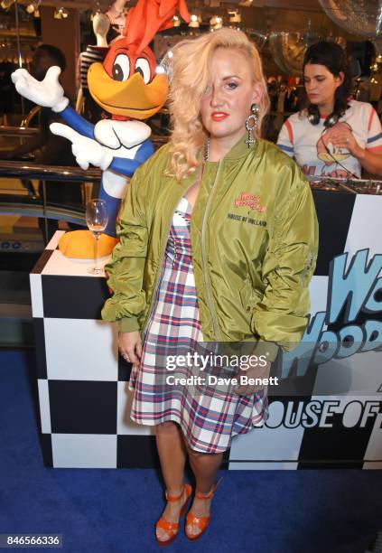 Aimee Phillips attends the launch of the House of Holland x Woody Woodpecker London Fashion Week pop up at Fenwick Of Bond Street on September 13,...