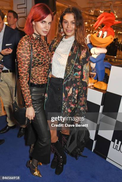 Nikita Andrianova and Katie Keight attend the launch of the House of Holland x Woody Woodpecker London Fashion Week pop up at Fenwick Of Bond Street...