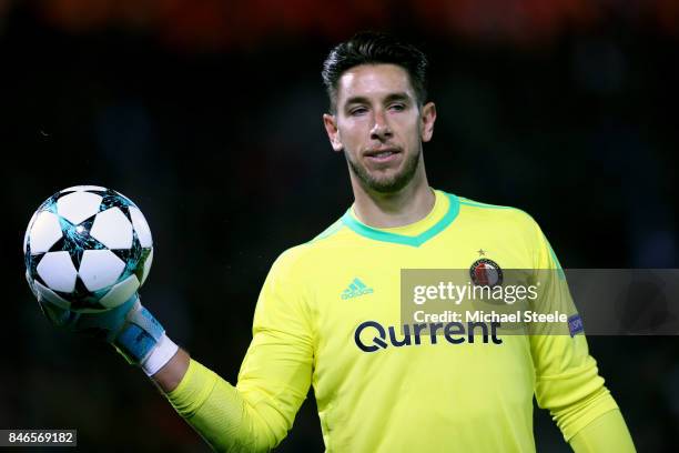 Brad Jones of Feyenoord looks on during the UEFA Champions League group F match between Feyenoord and Manchester City at Feijenoord Stadion on...
