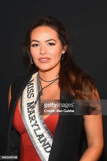 Miss Maryland USA, Adrianna David, attends the Zang Toi fashion show during New York Fashion Week: The Shows at Gallery 3, Skylight Clarkson Sq on...