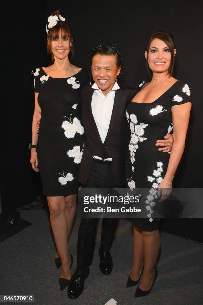 Model Carol Alt, designer Zang Toi and Kimberly Guilfoyle pose backstage at the Zang Toi fashion show during New York Fashion Week: The Shows at...