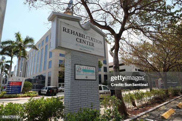 Police surround the Rehabilitation Center at Hollywood Hills, which had no air conditioning after Hurricane Irma knocked out power, on Sept. 13, 2017...