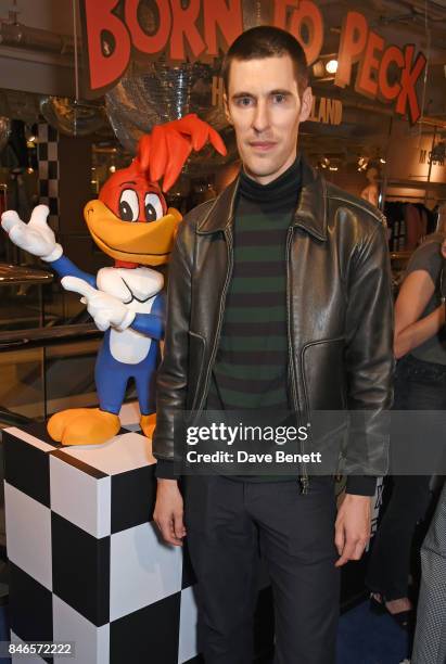 Clym Evernden attends the launch of the House of Holland x Woody Woodpecker London Fashion Week pop up at Fenwick Of Bond Street on September 13,...