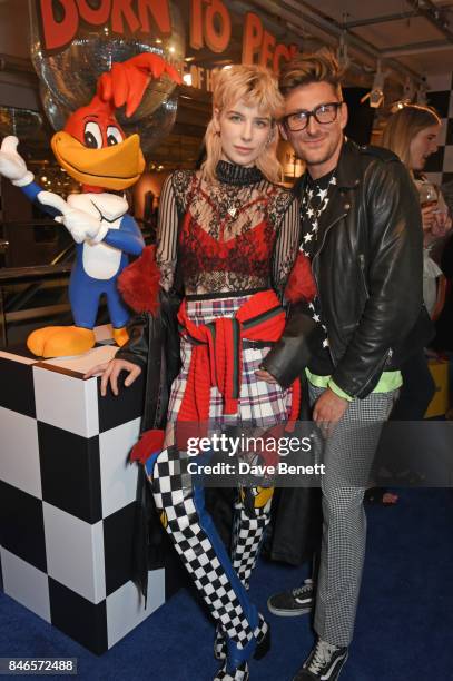 Charlie Barker and Henry Holland attend the launch of the House of Holland x Woody Woodpecker London Fashion Week pop up at Fenwick Of Bond Street on...