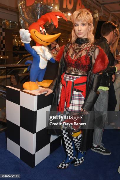 Charlie Barker attends the launch of the House of Holland x Woody Woodpecker London Fashion Week pop up at Fenwick Of Bond Street on September 13,...