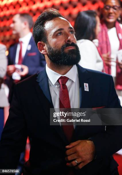 French Paralympic athlete Michael Jeremiasz shows his joy after the 131th IOC Session - 2024 & 2028 Olympics Hosts Announcement at Lima Convention...