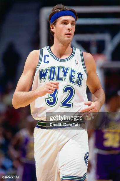 Christian Laettner of the Minnesota Timberwolves runs circa 1994 at the Target Center in Minneapolis, Minnesota. NOTE TO USER: User expressly...