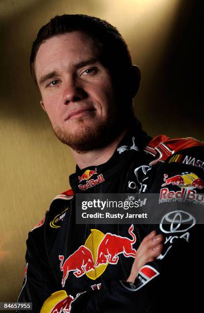 Brian Vickers, driver of the Red Bull Toyota, poses during NASCAR media day at Daytona International Speedway on February 5, 2009 in Daytona, Florida.