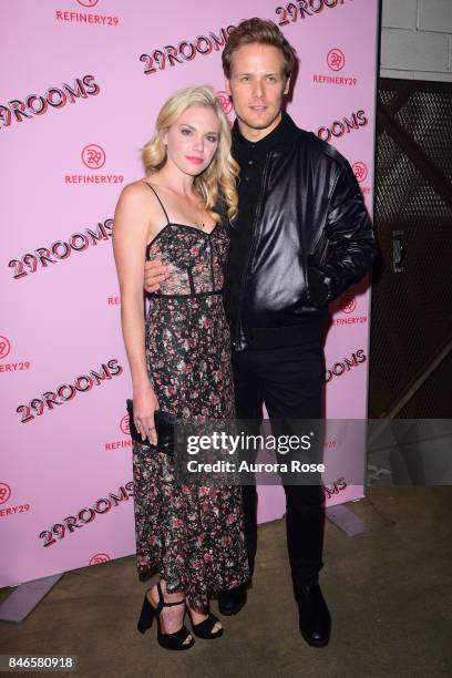 MacKenzie Mauzy and Sam Heughan attend Refinery29's "29Rooms: Turn It Into Art" at 106 Wythe Ave on September 7, 2017 in New York City.