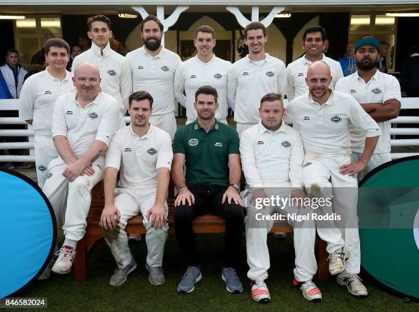 England cricketer James Anderson with Team Jimmy during the Brut T20 Cricket match betweenTeam Jimmy and Team Joe at Worksop College on September 13,...