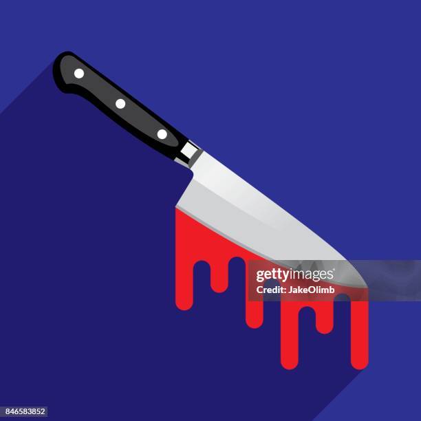 bloody knife icon flat - bloody knife stock illustrations