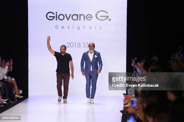 Fikri Temel and Tulug Ozgur walk the runway at the Giovane Gentile show during Mercedes-Benz Istanbul Fashion Week September 2017 at Zorlu Center on...