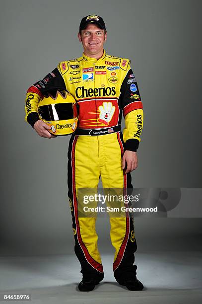 Clint Bowyer, driver of the Cheerios/Hamburger Helper Chevrolet, poses during NASCAR media day at Daytona International Speedway on February 5, 2009...